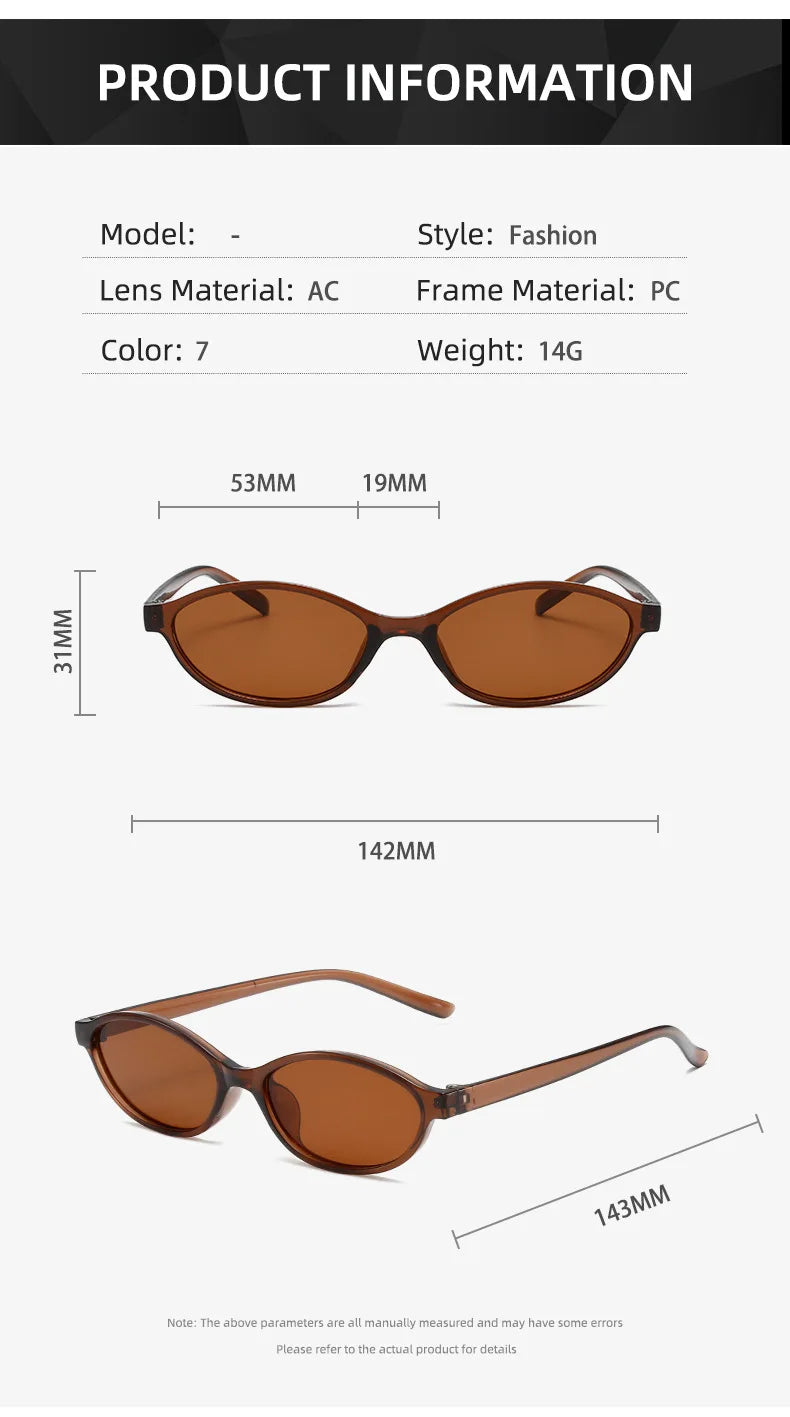 Sexy Small Oval Women's Sunglasses 2024 New Fashion Black Brown Sun Glasses Ladies Shades Trends Summer Unique Eyewear Men
