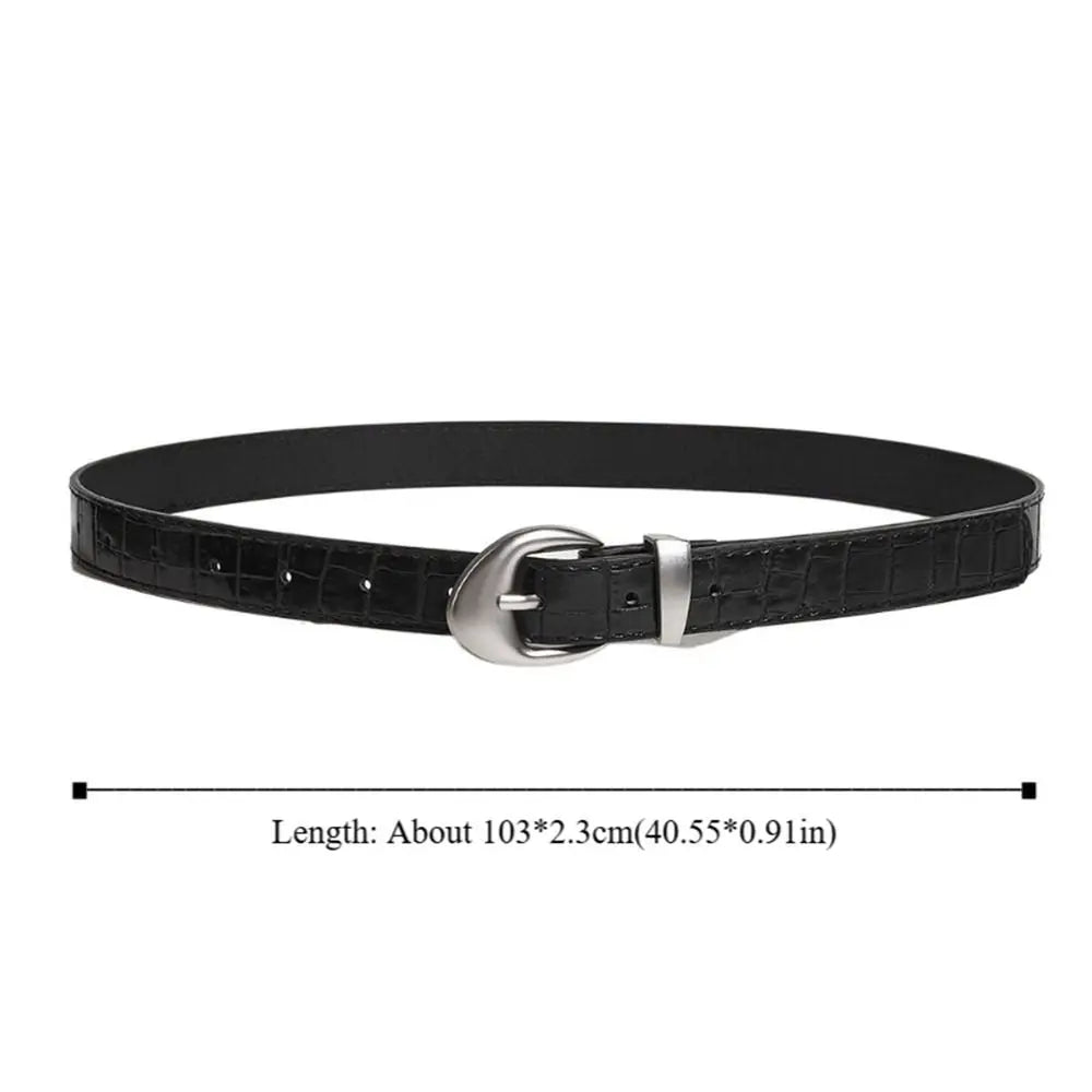 Ins Style Crocodile Pattern Women's Belt PU Leather Korean Thin Waist Belt Niche Black Red Dress Jeans Belt For Girls