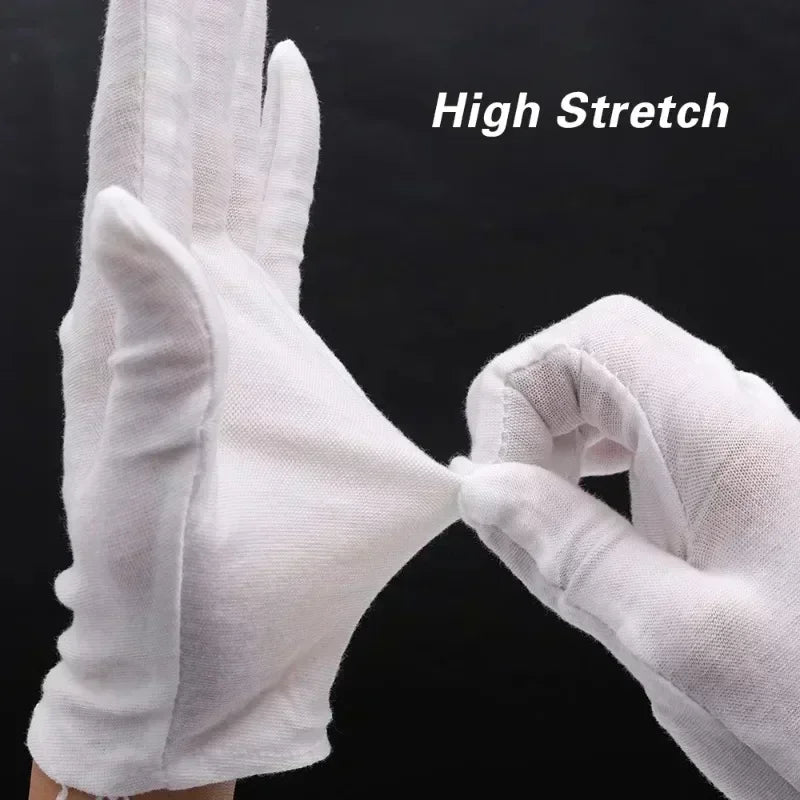 2/100pcs White Protection Gloves for Women Men Cotton Thin Quality Sweat Absorption Driving Workings Household Cleaning Tools