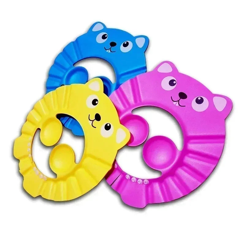 Adjustable Baby Shower Cap 0-6Y - Waterproof Eye/Ear Protection + Elephant Shower Head, Soft Rubber Bath Set for Toddlers
