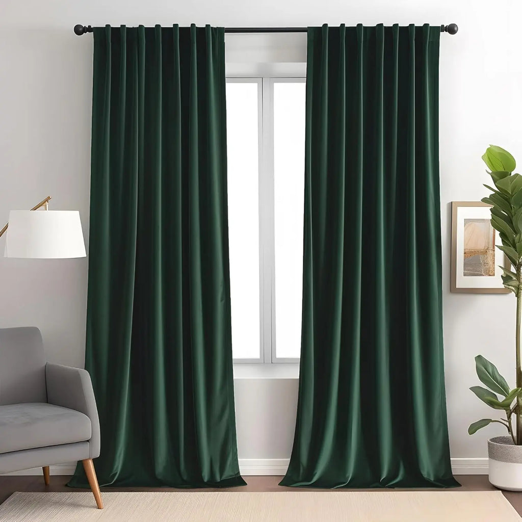 Dark Green Velvet Curtains 84 inches Long 1 Panel, Luxury 85% Blackout Curtains for Bedroom Living Room Rod Pocket