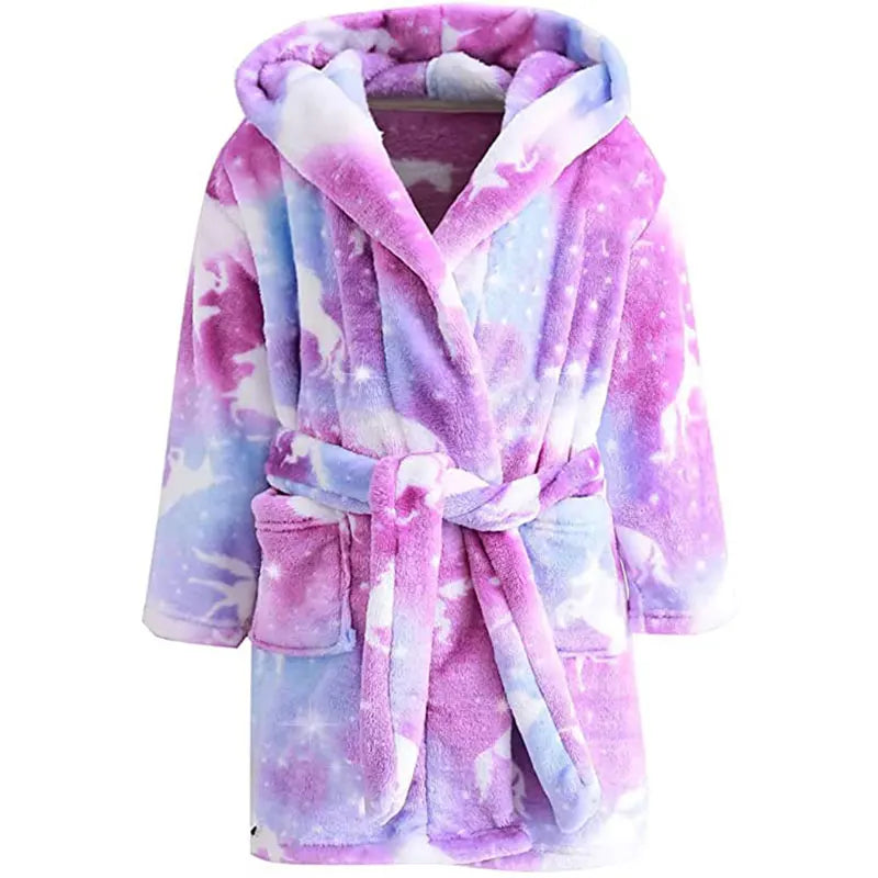Pink Princess Bath Robe for Girls 3 4 5 6 7 8 9 10 11 12 Years Unicorn Kids Bath Towel Robe Kigurumi Winter Baby Girls Bathrobe