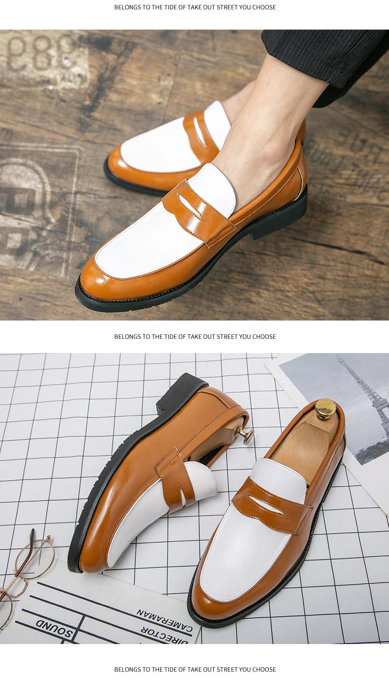 Classic Formal Leather Shoes Men Retro Casual Business Shoes Men Slip On Social Men's Dress Shoes Leather Loafers Male