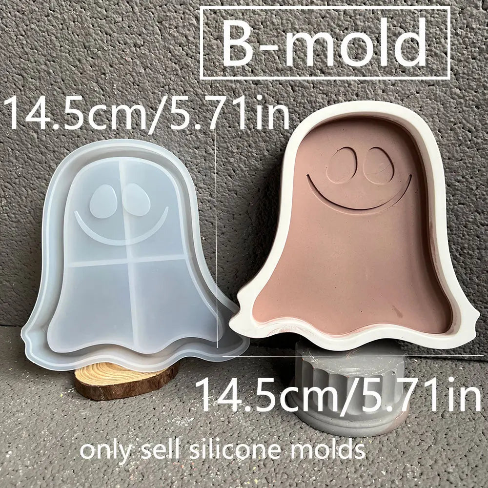 Pumpkin Jar Storage Box Silicone Mold Halloween Concrete Candle Holders Ghost Candy Box Tray Epoxy Resin Mould DIY Home Decor