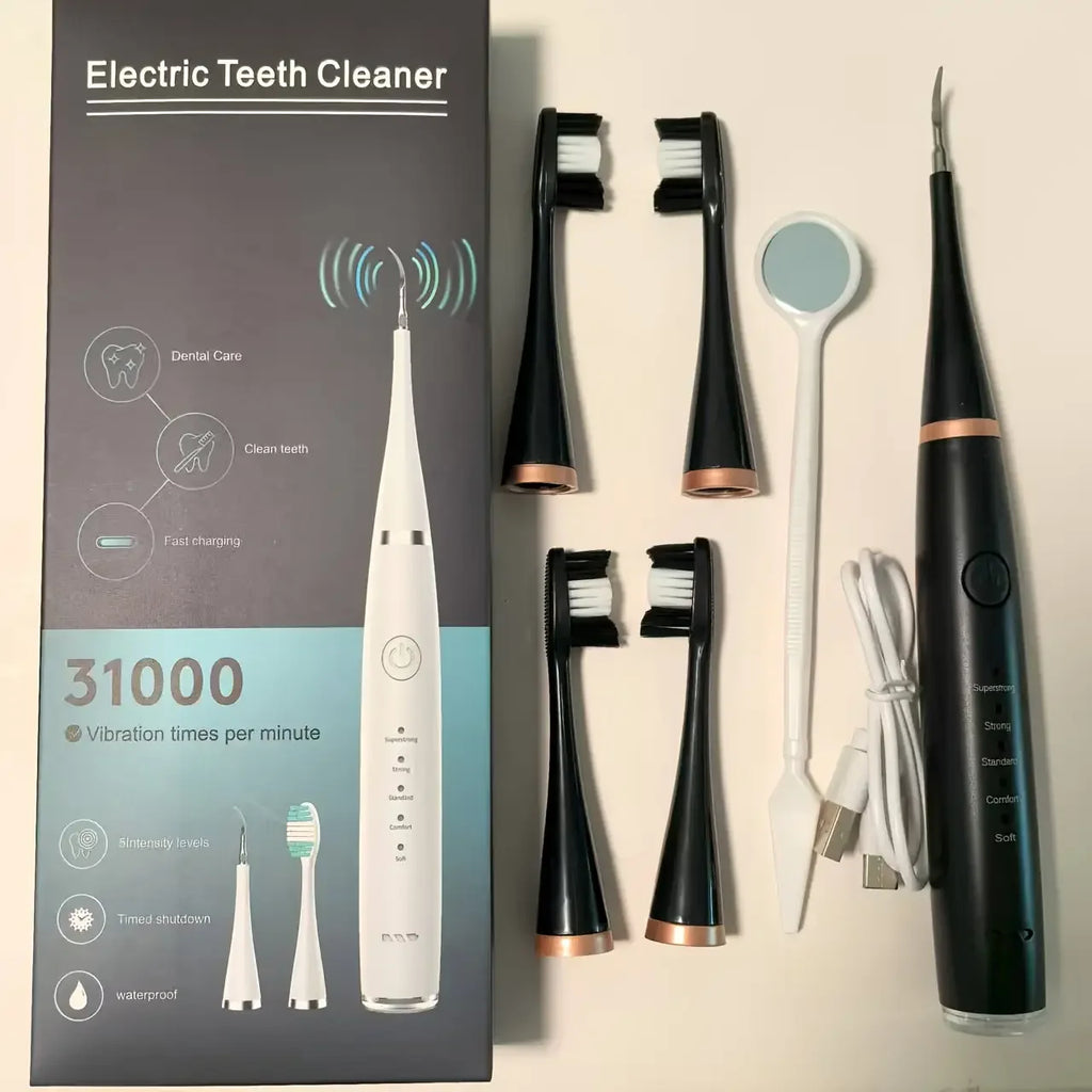 Electric Toothbrush and Cleaner 2-in-1，5Gear Speed Adjustment，Remove Dental Plaque，IPX6Waterproof Grade，Containing4Electric brus