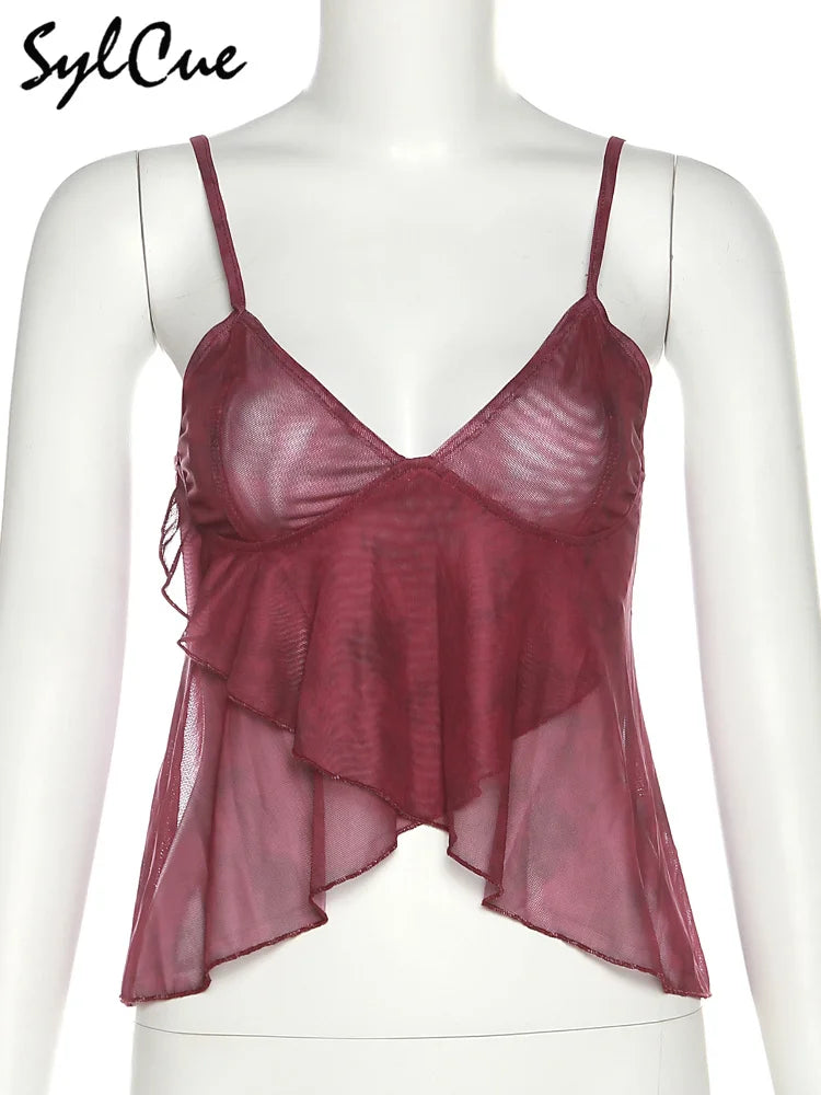 Sylcue Simple And Light Summer Cool Breathable Soft Casual All-Match Sexy Mature Charming Women'S Butterfly Classical Print Vest