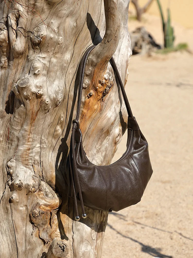 YANATARI Dumpling bag leather bag Soft Leather Large Capacity minimalist shoulder bag women female luxury moon bag handbag