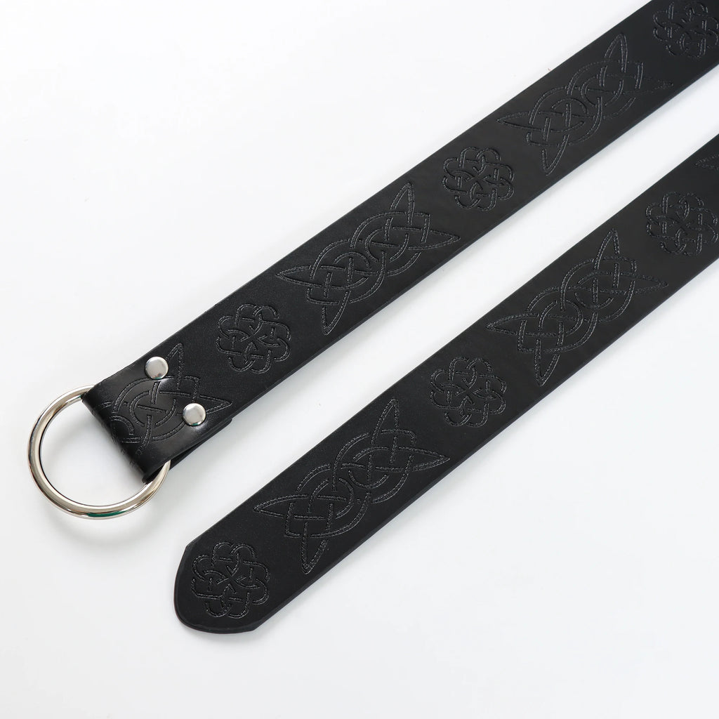 1pc Medieval Embossed Belt, PU Leather O-Ring Belt, Vintage Renaissance Knight Style Belt, Viking War Costume Accessory
