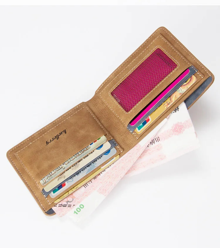 New Men Wallet Leather Business Foldable Wallet Luxury Slim  Hipster Cowhide Credit Card/ID Holders Inserts Coin Purses