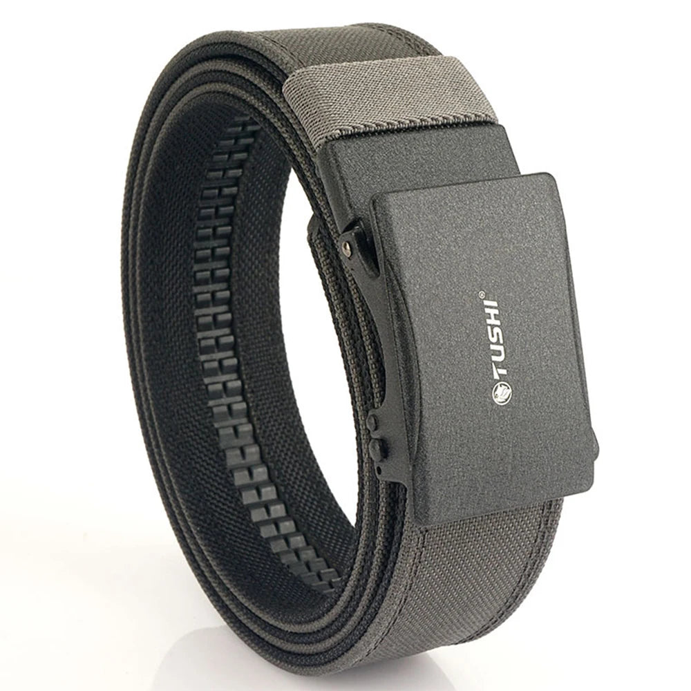 TUSHI New Stiff Tactical Belt for Men Metal Automatic Buckle Military Police Duty Belt 1100D Nylon Gun Belt Casual Girdle Male