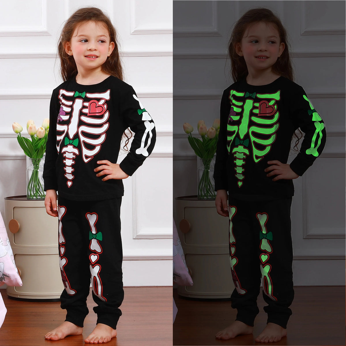 Halloween Costume for Girl Skeleton Glowing Pajamas Toddler Ghost Bone Scary Clothes Child Carnival Dress Up Costume