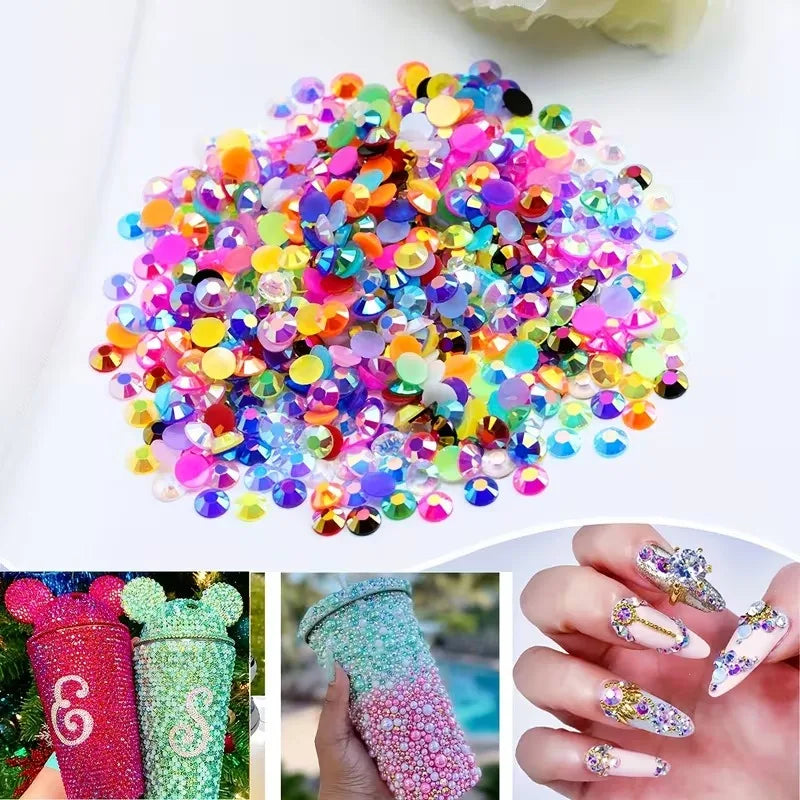 Minimalist Shiny Half-round Rhinestone Nail Art Accessories 3mm Flat-back Resin Nail Rhinestones, DIY Nail Craft Decorations