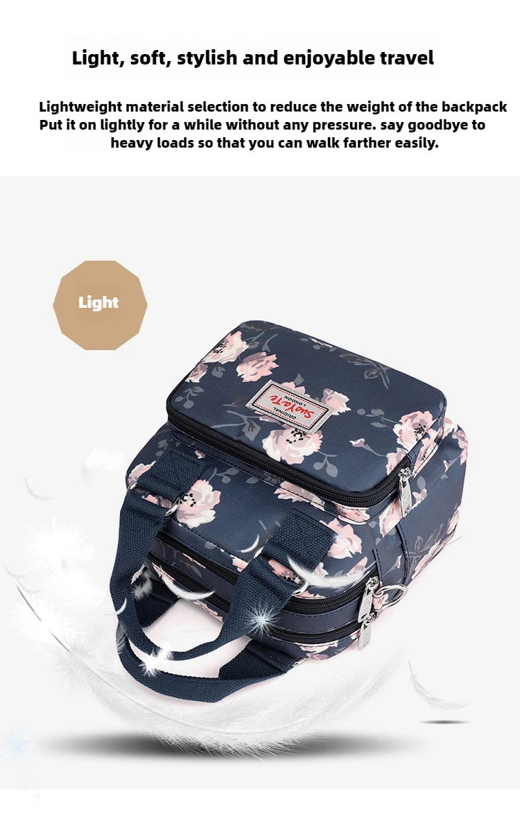 Brand Women Crossbody Bag Portable Female Shoulder Bags Printed Flower Nylon Messenger Bags Multi-pocket Ladies Handbags Bolsa
