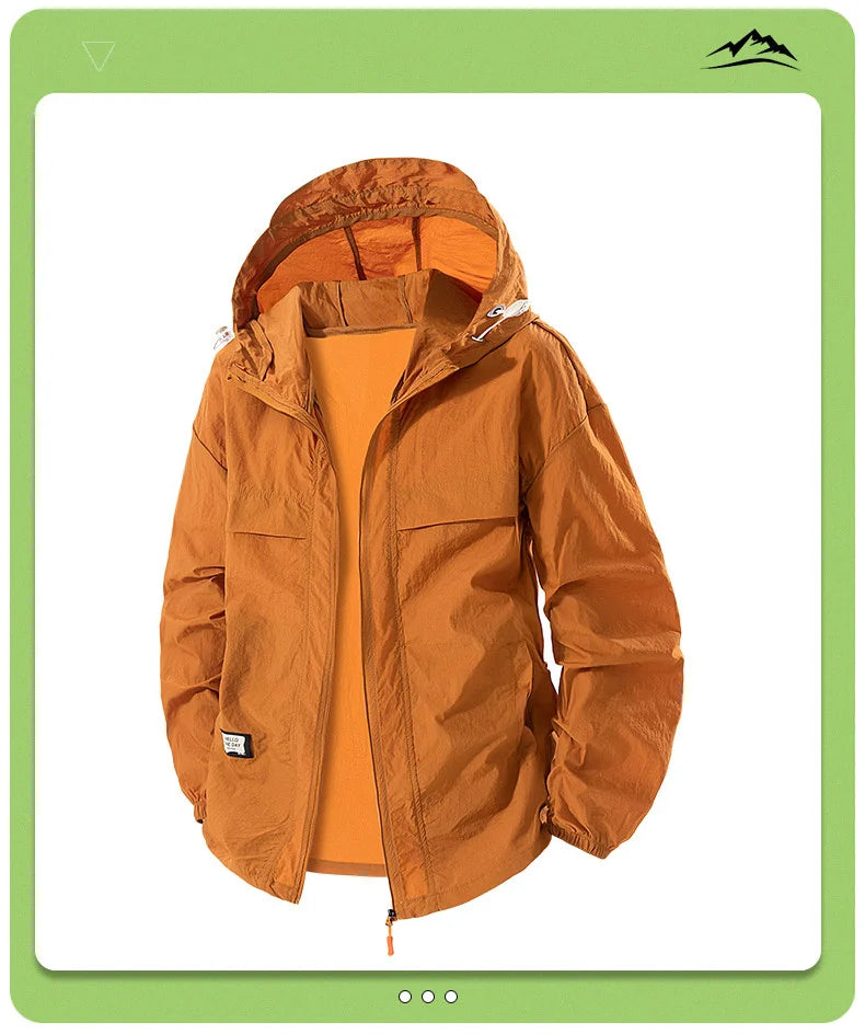 Plus Size 8XL UPF 50+ Summer Hiking Jacket Men Waterproof Quick Dry Camping Windbreaker Trekking Fishing Outdoor Anti UV Clothes