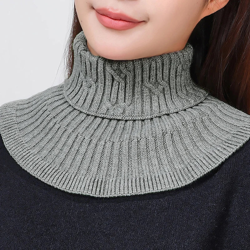 Knitted Fake Collar Ring Scarf For Woman Autumn Winter Warm Solid Color Neck Muffler Detachable Collar Scarves 25*17cm