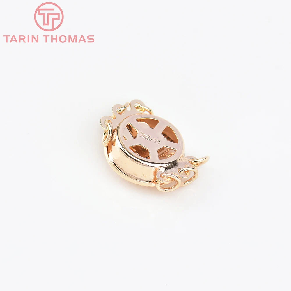 (5798) 4PCS 12MM 24K Gold Color Brass Round Bracelet Necklace Connector Clasp High Quality Diy Jewelry Accessories Wholesales