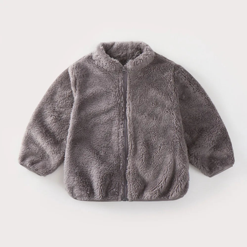 Jungen Mädchen Einfarbige Oberbekleidung Neuer Stil Mode Lässige Plüschmäntel Einfache Mode Kleidung Lässige Herbst Winter Jacke für Kinder