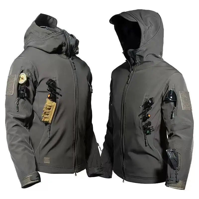 Men Autumn Winter Tactical Military Tracksuit Set Softshell Jackets Casual Fleece Cargo Pants Hiking Camping Climbing Trousers
