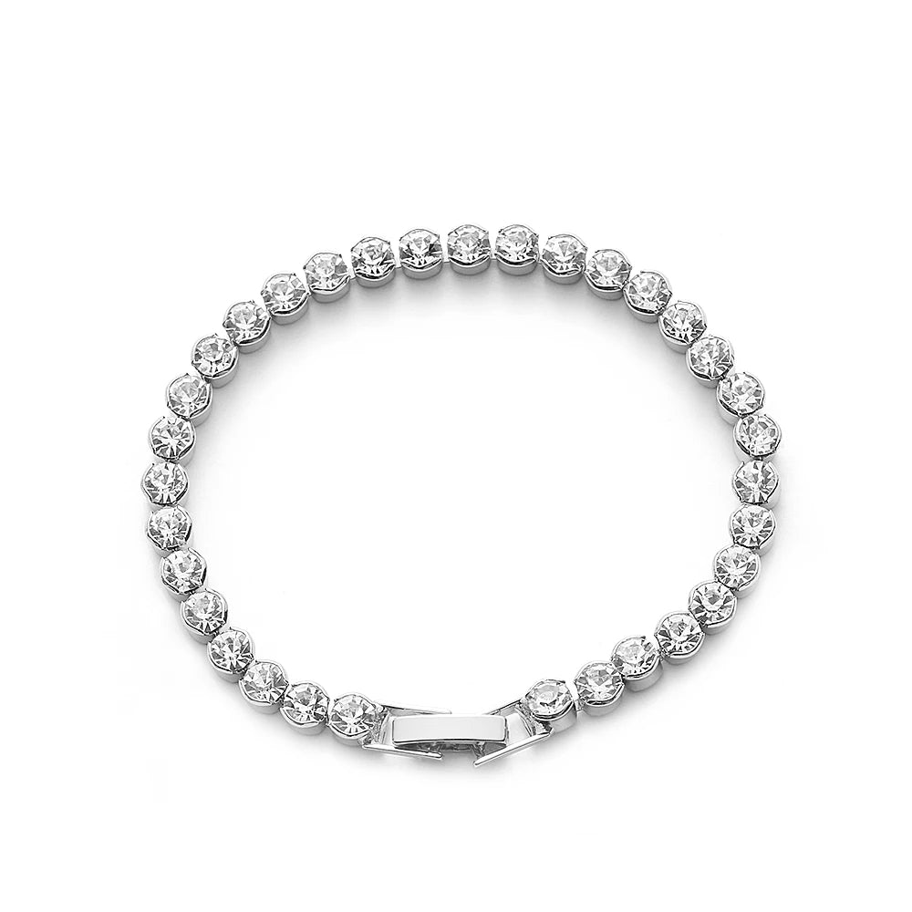 Women Austria Crystal Charm Hand Chain Cuff Bangles Shiny Bracelets Fashion Jewelry