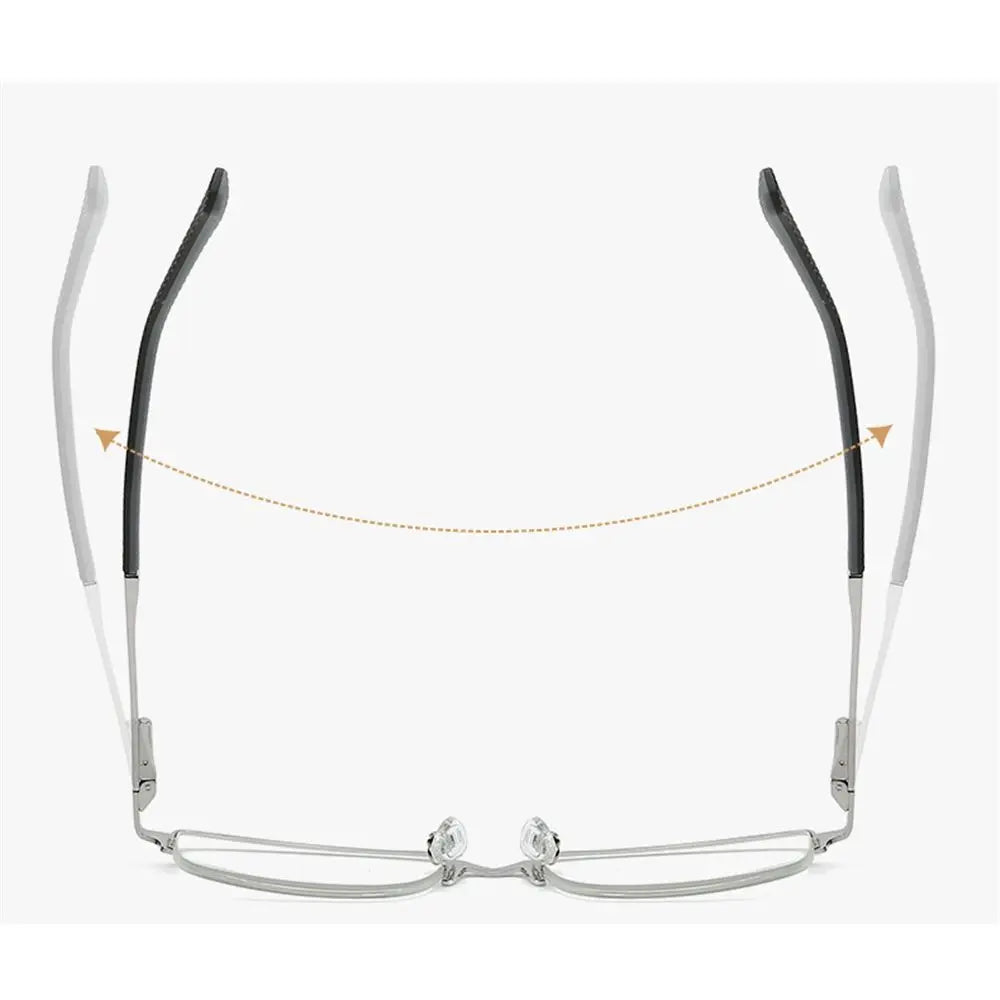 Men's Reading Glasses +0.5 To +4.0 Business Reading Lens Metal Frame Optical Anti Blue Light Presbyopia Glasses with Class
