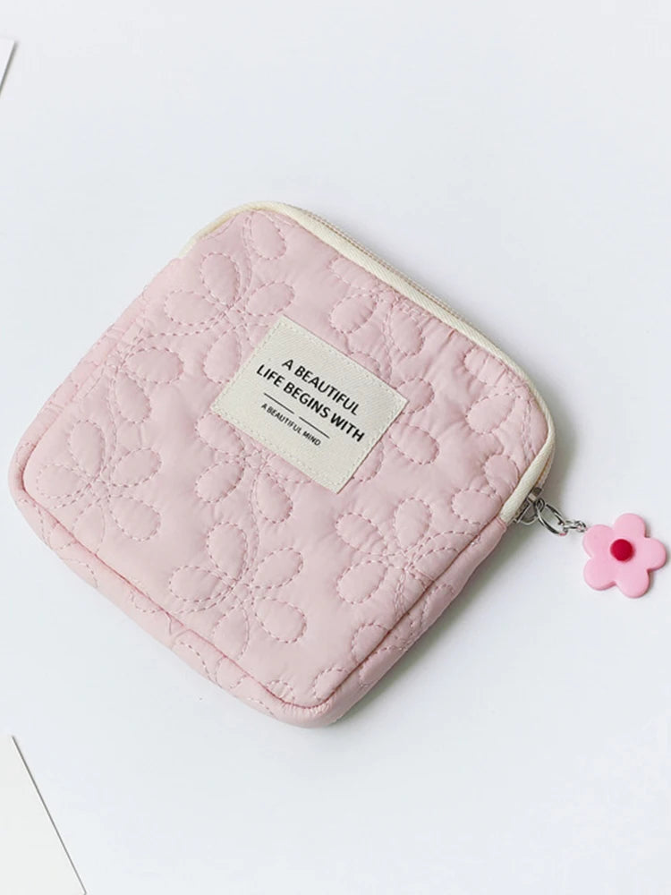 Fashion Women Small Cosmetic Bag Travel Mini Sanitary Napkins Organizer Make Up Coin Money Card Lipstick Storage Pouch Purse Bag