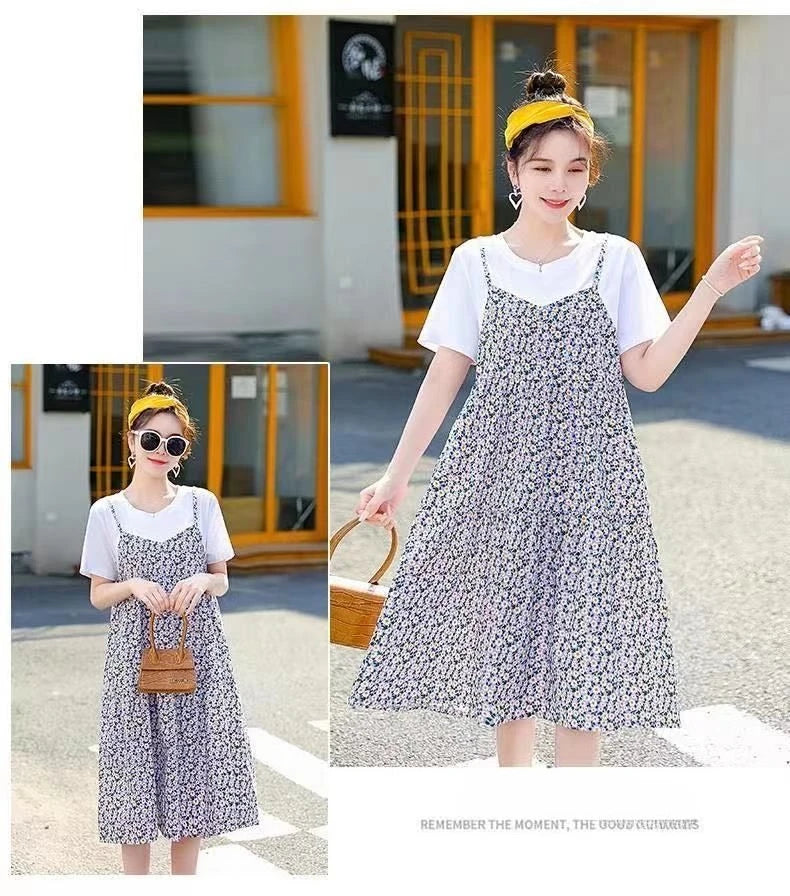 Maternity Dress Summer New Floral Dress Korean Version Casual Fashion Mom Loose Fresh Summer Dress Thin Pregnancy Dresses