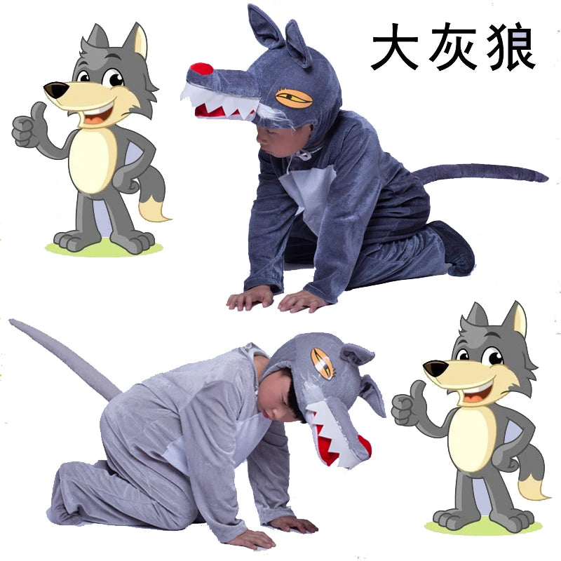 Halloween Children Animal Forest Wolf Costume Role Play school Performance wolf Clothing