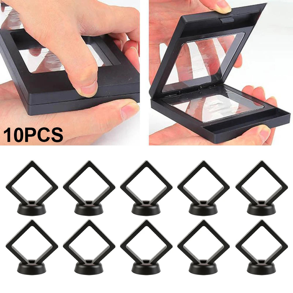 3D Floating Jewelry Coin Display Frame Holder Stand Box Clear Jewelry Ring Coin Ring Pendant Gemstones Display Case