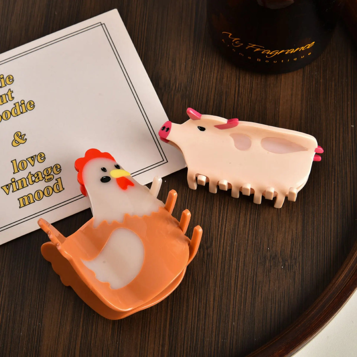 New Cute Animal Hair Claw  Acetate Pig Swan Hair Clips Fun Cartoon Cow Chicken Grab Shark Clips  for Women Hair Accessories
