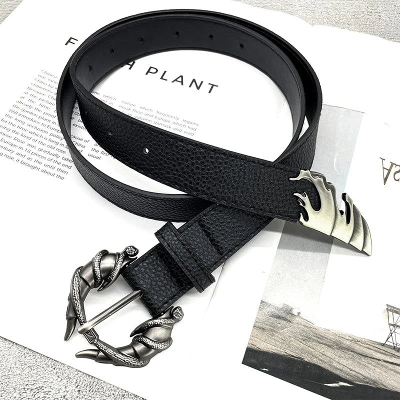 Men Women's Black Leather Belt Designer Punk Corset Female Coat Jeans Waistband Halloween Decration Belt Gothic Accessories