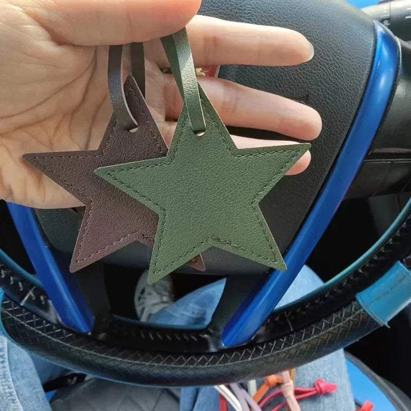 Star PU Leather Tassels Keychain Charms Tassels Five-pointed Star Tassels for Jewelry Making Key Chain DIY Craft Accessories