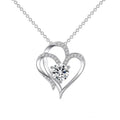 925er Sterling Silber Herz-zu-Herz-Anhänger-Halsketten für Frauen Mädchen Luxus Lila Blau Zirkon Liebe Damenschmuck Dropshipping