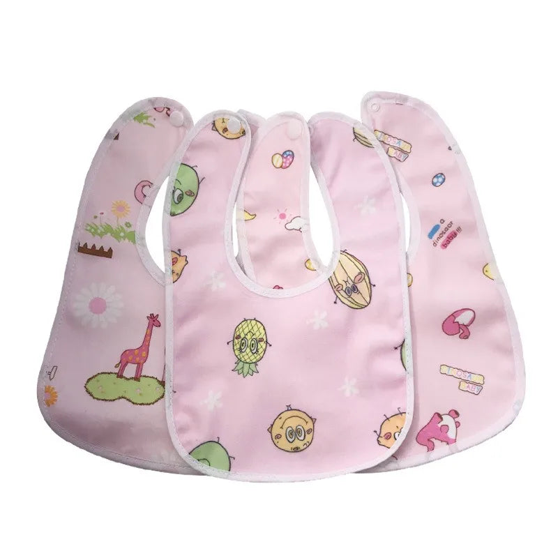 3pcs Baby Cartoon Snap Waterproof Bib Super Soft Baby Bib Newborn Crystal Velvet Saliva Towel