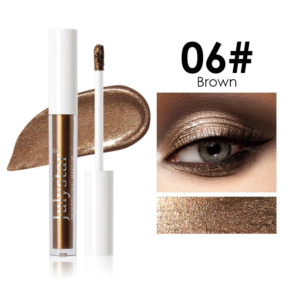 10 Colors Waterproof Liquid Eyeshadow High Shine Long-Lasting Sparkling Eye Shadow Metallic Pink Purple Party Stage Eyes Makeup