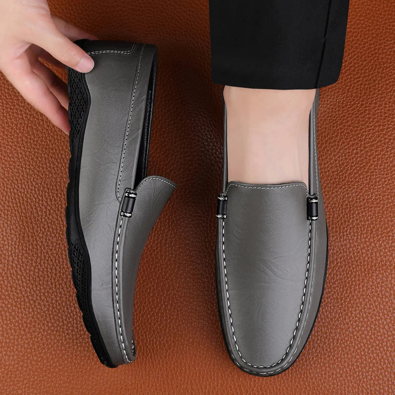 Comfort Genuine Leather Men Loafers All-match Lazy Shoes Breathable Moccasins Fashion Men Casual Shoes Slip-on Men Walking Shoes