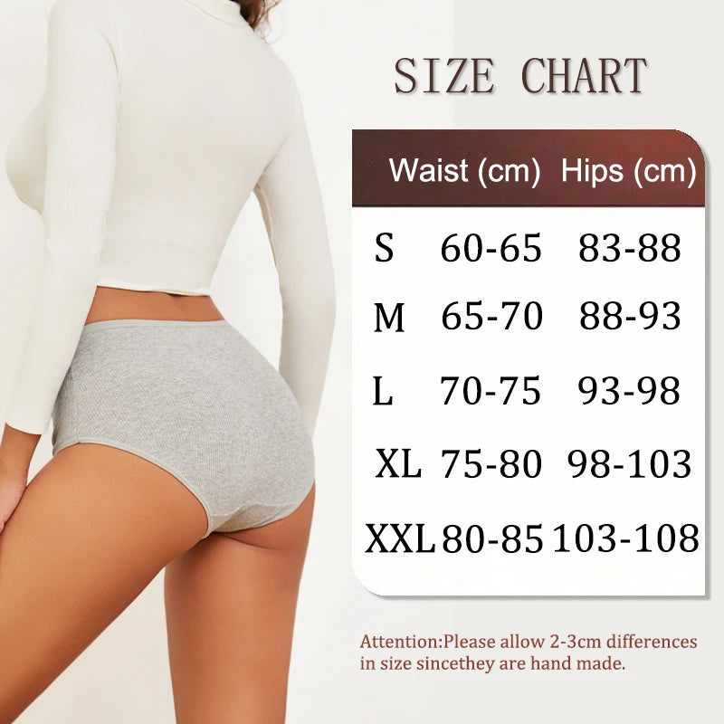 5PCS High Waist Cotton Underpants Women's Sexy Comfortable Briefs Seamless Breathable Panties Girls Stretch Soft Lingerie S-XXL