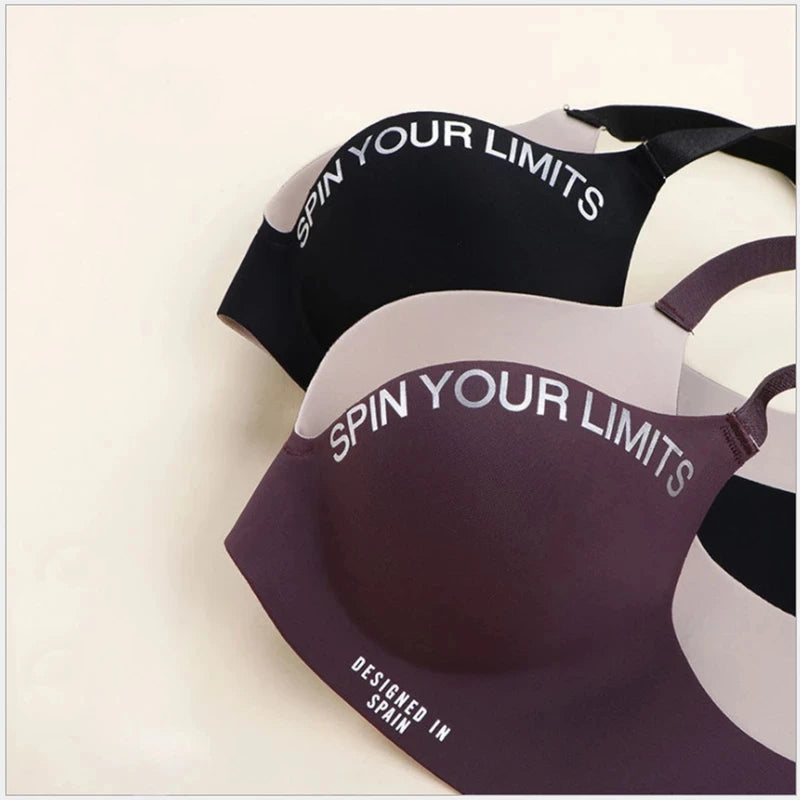 Simplicity Letters Printed Bra Sexy Deep V Thin Women's Lingerie Seamless Cup Surface Bralette No steel rings gather Brassiere