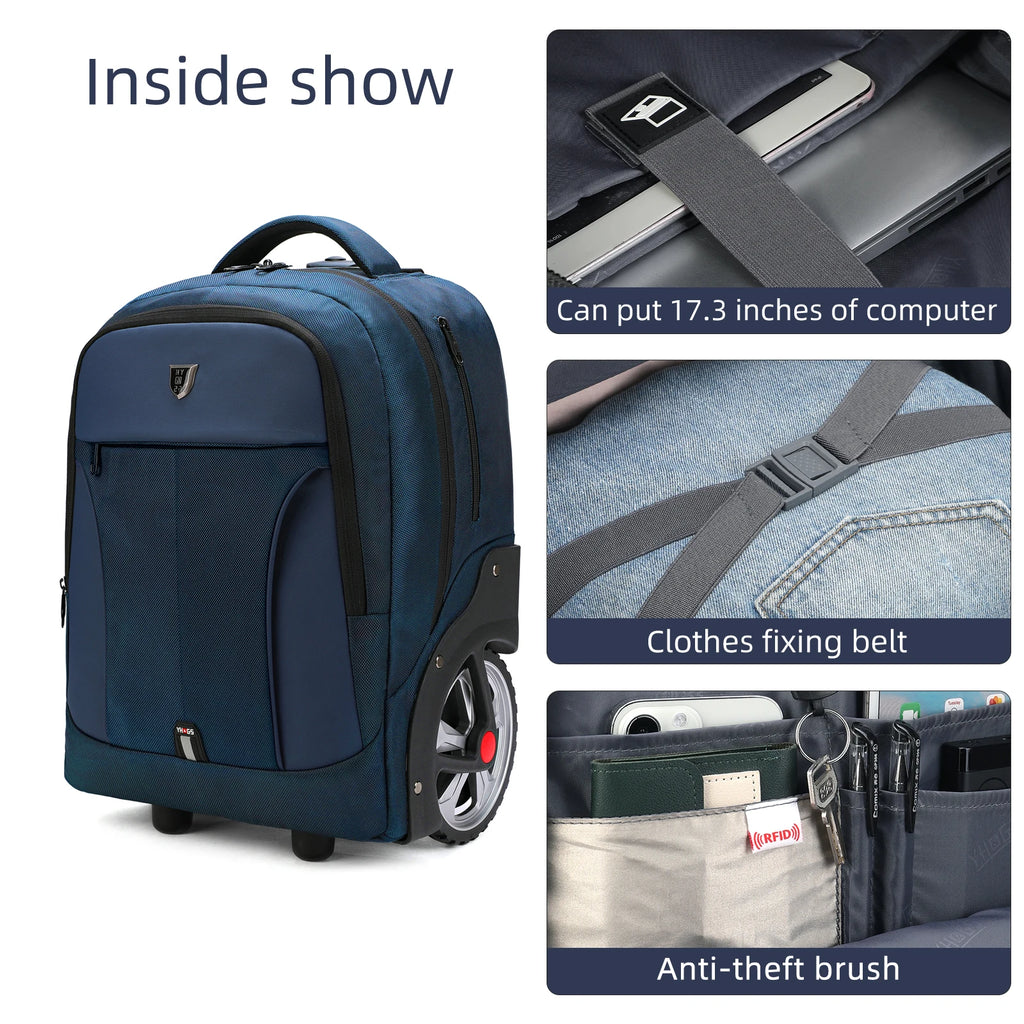 Rolling Luggage Travel Backpacks With Wheels Business Laptop Backpack Cabin Carry on Luggage Telescopic Handle Durable Wheels