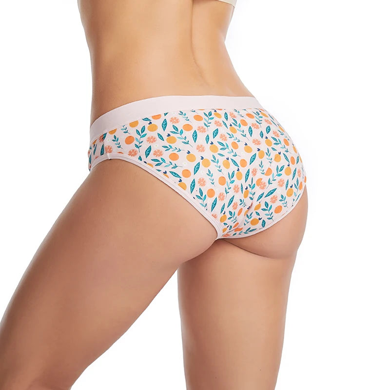 For Teenager Girls Cotton Menstrual Panties Printing Fabric Underwear 4-Layer Medium Flow Absorption Ladies Period Briefs