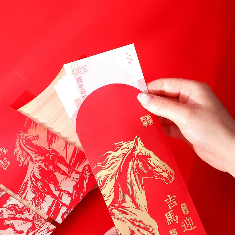6 Pcs 2026 New Year Red Envelope Chinese Spring Festival Lucky Money Pockets Year of the Horse Lunar Year Celebration Supplies