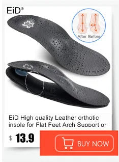 EiD 3/4 Leder orthopädische Schuheinlagen für Plattfüße Fußgewölbestütze orthopädische Schuheinlegesohle Einlegesohlen für Herren und Damen Fußpflege