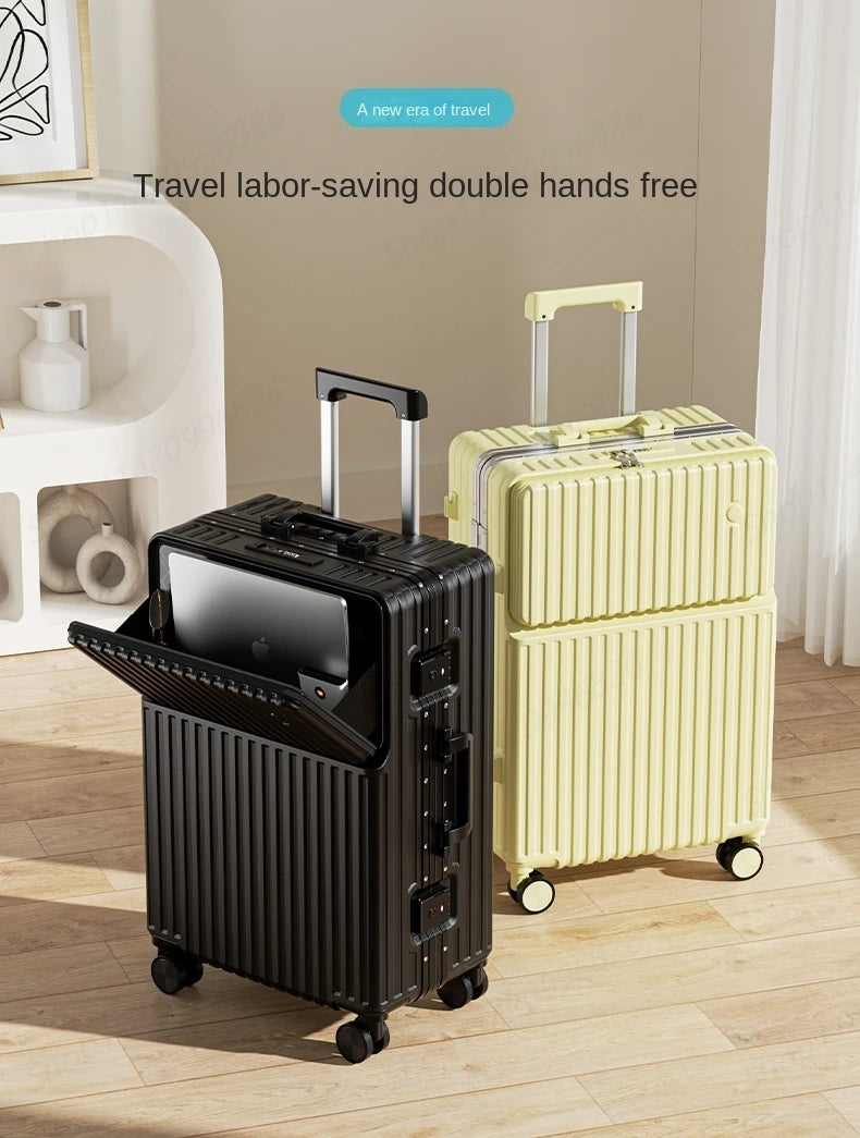 2025 Neuer multifunktionaler Koffer mit Frontöffnung Laptoptasche Damen 20-28 Zoll Bordtrolley Herren Reisekoffer