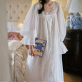French Fairy Two-Pieces Lace Nightgowns Sexy Spaghetti Strap Nightie Victoria Square Collar Full Sleeves Long Nightdress New