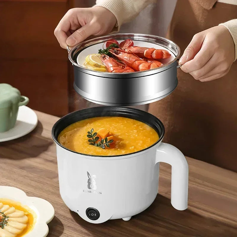 220V Mini Electric Cooker Multi-functional Cooking Pot Non-stick Frying Pan Ramen Dormitory Small Electric Hot Pot Cute Cartoon