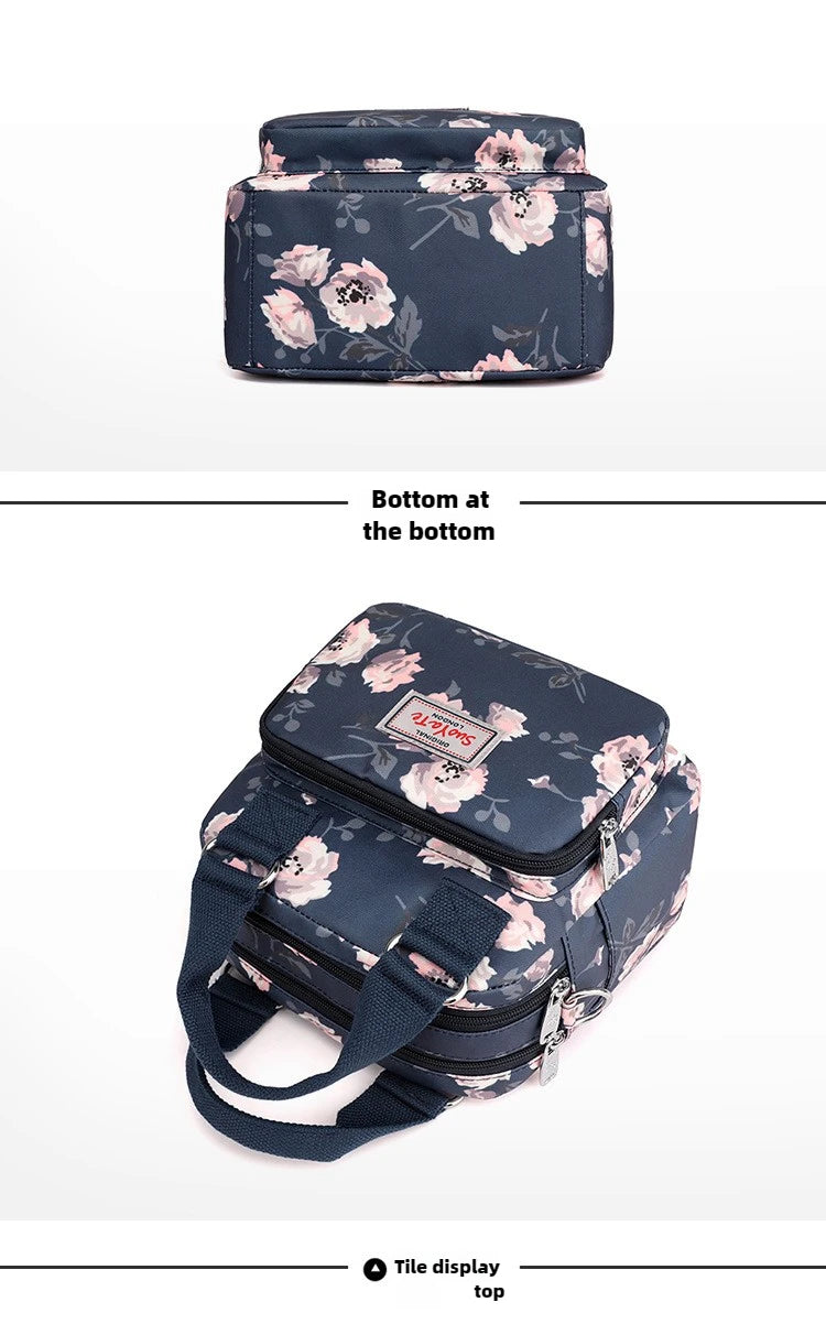 Brand Women Crossbody Bag Portable Female Shoulder Bags Printed Flower Nylon Messenger Bags Multi-pocket Ladies Handbags Bolsa
