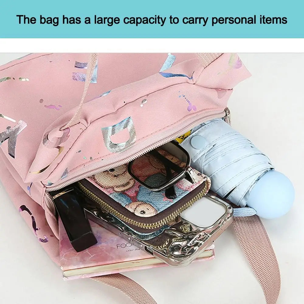 New Bronzing Printing Handbag Oxford Cloth Waterproof Tote Bags Large Capacity Lunch Bag Simple Versatile Shopping Handbag