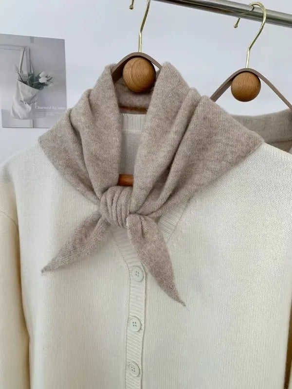 New Women Wool Scarf Shawl Winter Warm Soft Knitted Striped Triangle Fashion Brand Bandana Lady Wool Scarves