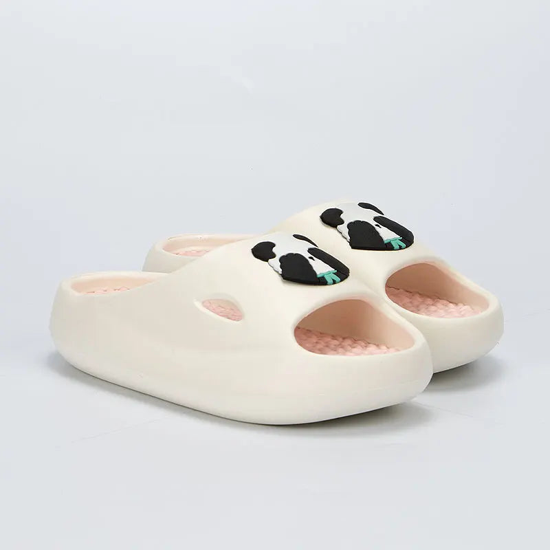 Thick Platform Panda Slippers for Women 2024 Summer Soft Sole Platform Sandals Woman Massage Non Slip Indoor Bathroom Slippers