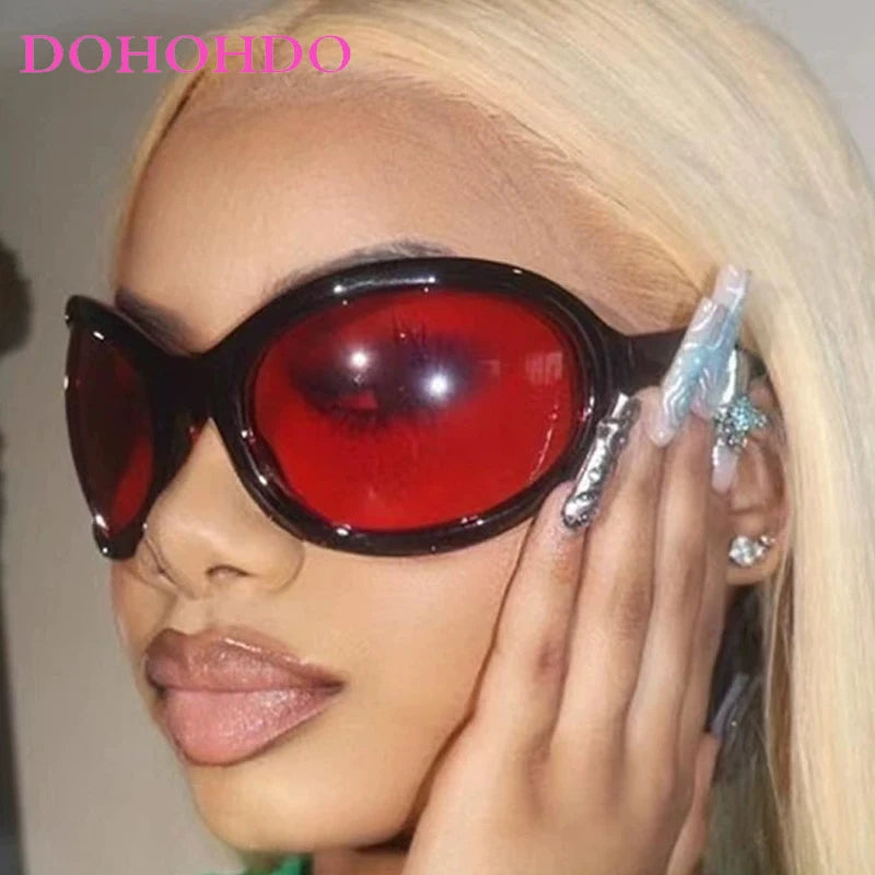 DOHOHDO UV400 Fashion Irregular Round Sunglasses For Women Men Vintage Designer Ladies Sun Glasses Ins Trending Female Shades