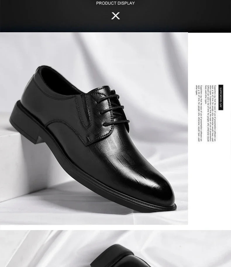 3/6/8 CM Elevator Shoes Men Dress Shoes Black Soft Leather Men Heighten Formal 1 Casual Business Men Oxfords Suit 2